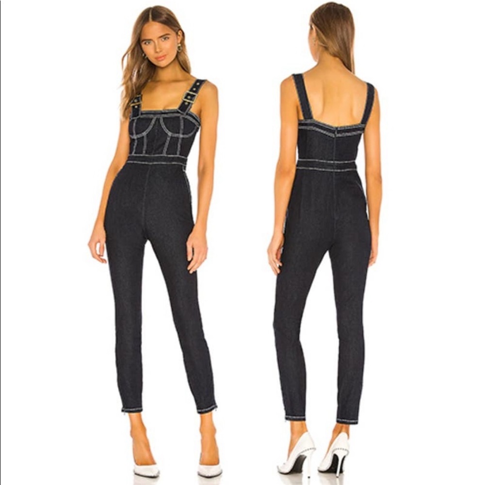 New WeWoreWhat x Revolve Corset Denim Overalls NWT XS